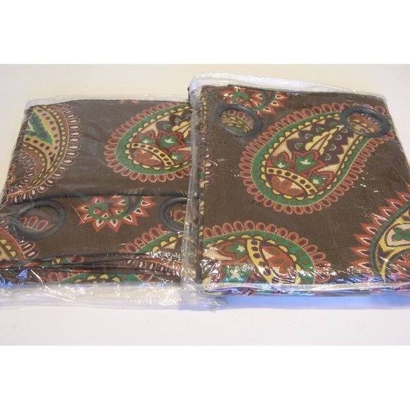 Moroccan Paisley Curtain Panels Split P Grommet Top 56" x 84" New One Pair - Picture 3 of 5